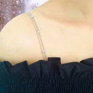 Silver & Rhinestone Brastraps; One Size With Adjustable Length